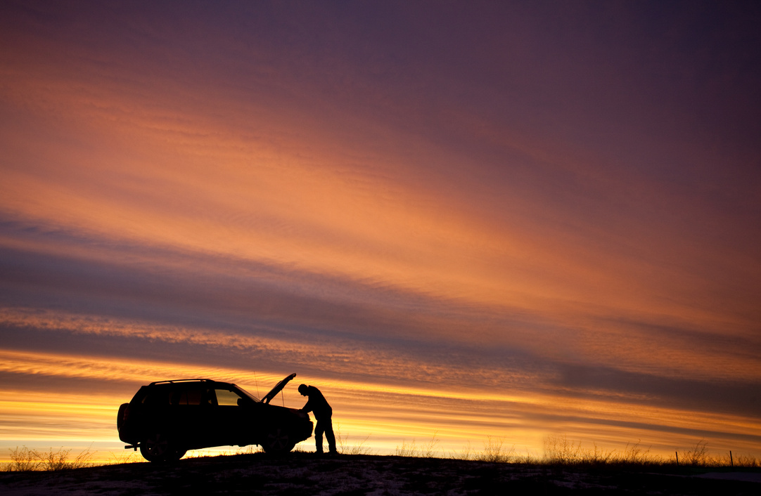 Man Having Car Trouble Roadside Assistance Needed